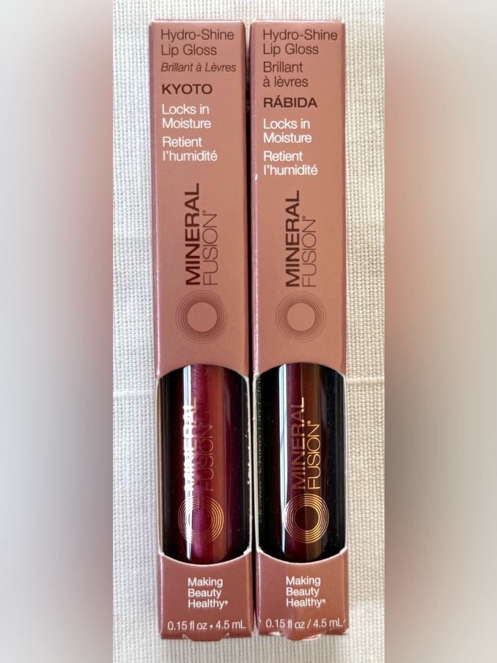 NWT Mineral Fusion Hydro-Shine Lip Gloss Duo Kyoto & Rabida